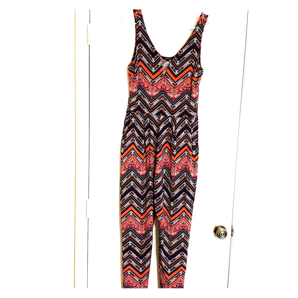 Chevron Multi Color Print Jumpsuit